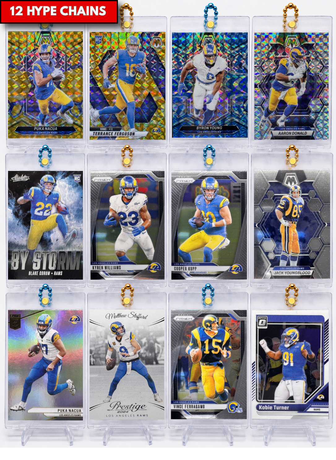 🐏 🏈 LA RAMS Card Hype Chains - Base Plus - 12 Pack 🔵 - FREE US SHIPPING